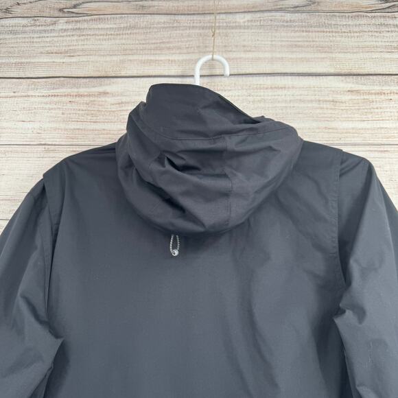 Eddie Bauer WeatherEdge Fleece Lined Rain Jacket Mens M Black Removeable Hood - Picture 4 of 16